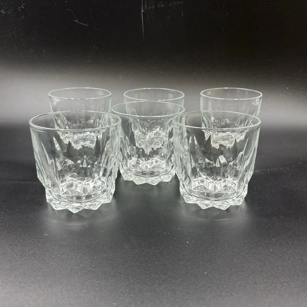 Vintage Arcoroc France Set Of‎ 6 Rock Glasses,  9 Ounce Barware Glasses.